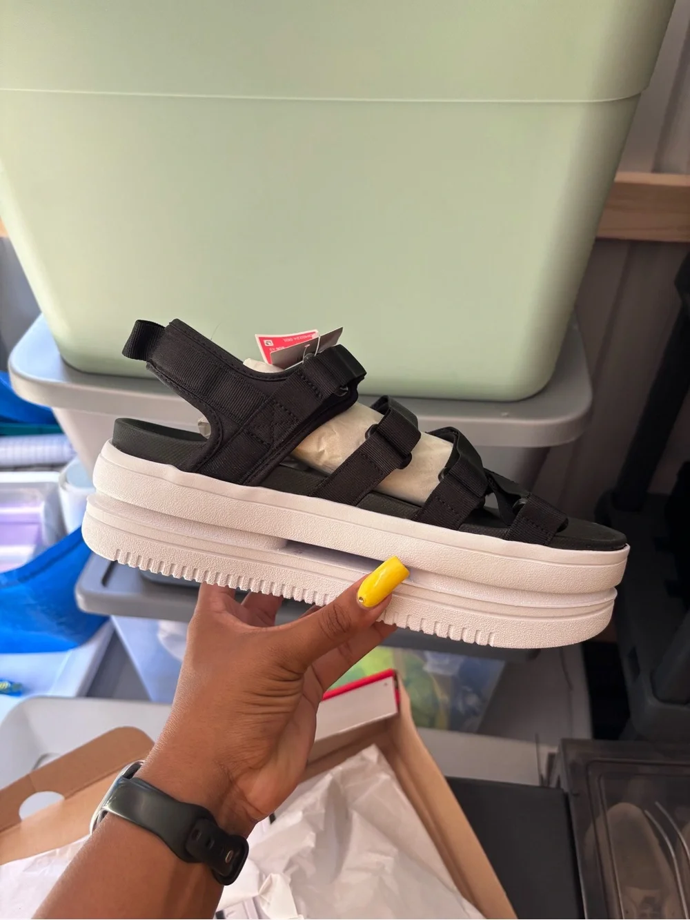 Nike icon Black and White Platform Sandals